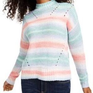 Hooked Up Women’s Multi Color Striped Mock Neck Sweater Size Small
